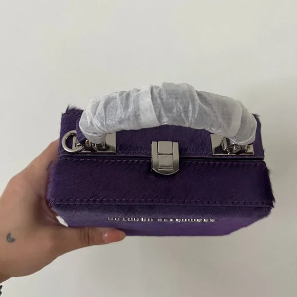 Brandon Blackwood Mini Kendrick Trunk | Dark Purple Pony Hair Silver Hardware - Picture 3 of 5